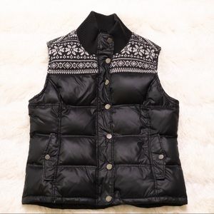 Tommy Hilfiger Women’s Black Fair Island Button Down Puffer Vest Size Large